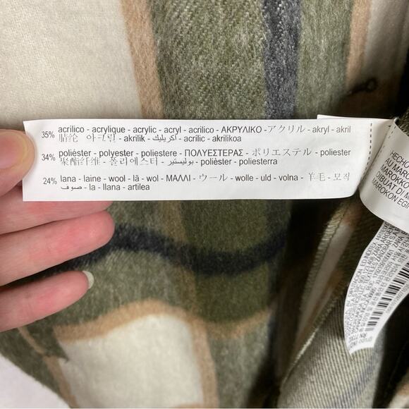 Zara Blogger Favorite Green&Beige Wool Blend Plaid Shacket Sz.M - Picture 12 of 15